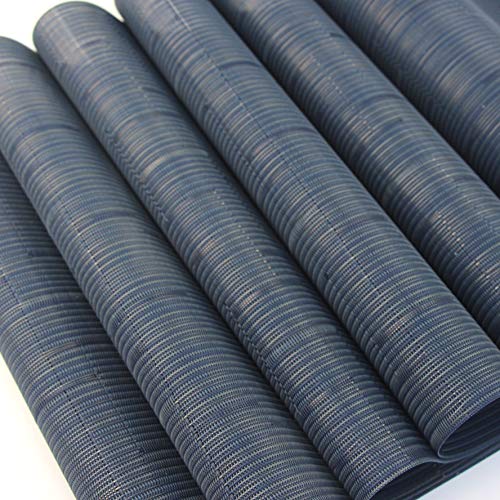 Placemats for Dining Table Woven Vinyl Place Mats Wipe Off Plastic Placemats Stain Resistant Table Mats Set of 6 （Bamboo Navy） - color: Bamboo Navy, size: placemats set of 6
