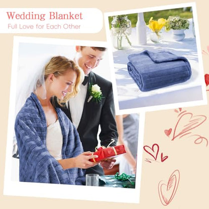 3-Pack Fleece Throw Blankets 50x60, 300GSM Ultra Soft Flannel, Siro-Spun Yarn Dual-Tone Textured Design, Lightweight Warm Couch Sofa Bed Blankets, No Shedding All Season (Navy Blue) - color: Siro Yarn Navy Blue