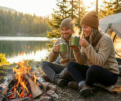 CHILLOUT LIFE Stainless Steel 16 oz (Set of 2) Vacuum Insulated Coffee Mug with Handle and Lid, Large Thermal Camping Coffee Mugs with Sliding Lid for Men & Women - color: Army Green, size: 16 Ounces - 2 Pack