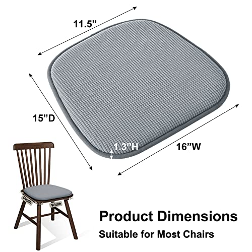 Shinnwa Dining Chair Cushions 4 Pack, Non Slip Indoor Chair Pads, U-Shaped Kitchen Seat Cushions, Set of 4, 15 x 16 Inches, Grey - color: Grey
