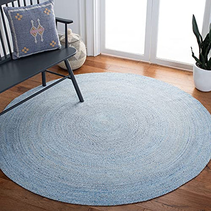 SAFAVIEH Cape Cod Collection Area Rug - 3' Round, Blue, Handmade Braided, Ideal for High Traffic Areas in Living Room, Bedroom (CAP224M) - color: Blue, size: 3' (Round)