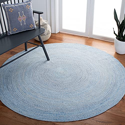 SAFAVIEH Cape Cod Collection Area Rug - 5' Round, Blue, Handmade Braided, Ideal for High Traffic Areas in Living Room, Bedroom (CAP224M) - color: Blue, size: 5' (Round)