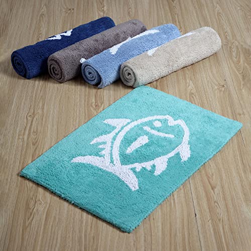 Southern Tide Reversible Bath Rug – 100% Cotton, Soft & Absorbent – Double-Sided Design with Signature Skipjack – Machine Washable Coastal Accent Rug – 20" x 32" – Grey - color: Grey