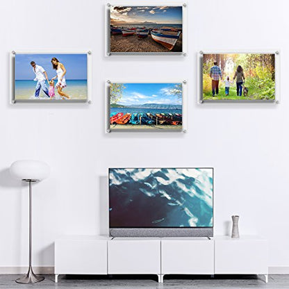 AMEITECH Acrylic Floating Picture Frame, 11x14 Double Panel Clear Wall Mount Document Certificate Frames (Inner Max Size is 9 x12.5 inch) | Wall Mount Document Certificate Frames, Transparent Hanging Pictures Frames for Gallery Wall (Inner Max Size is 9 x