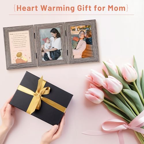 Golden State Art, 4x6 Triple Picture Frame Grey- Real Glass, 2 Pack | Trifold Photo Frame Vertical Display for Desktop - Three Folding Picture Collage - color: Gray, size: 4x6(2 Pack)