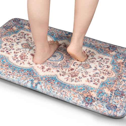 Memory Foam Bath Rug, Extra Thick Fluffy Bathroom Mat, Cashmere-Like Plush Microfiber, Super Water Absorbent Quick Dry, Non Slip Bath Mat for Bathroom Floor, Tub, Bohemian Home Decor - color: Blue Boho, size: 2' x 3' (Oblong)