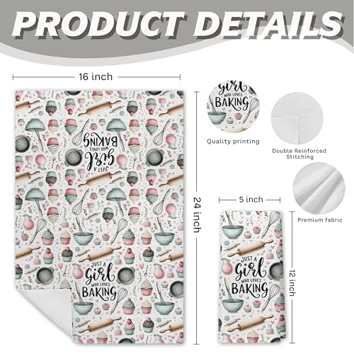 Gifts for Baking Lovers Women Kitchen Towels, Baker Gifts, Just a Girl Who Loves Baking Hand Dish Towels for Kitchen Bakery, 16x24 Inch - color: Kitchen-094