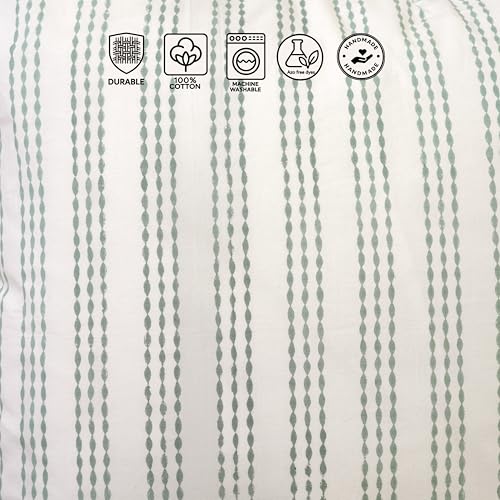 JBH Hand Block Print Reversible Throw Pillow Covers 18x18 Inch Set of 2 – Handmade Cotton Throw Pillow Cases (Sage Green, 18x18 Inch) - color: Sage Green