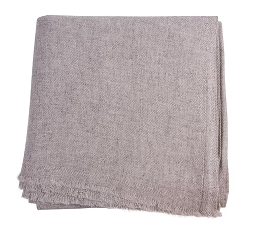 Cashmere Blanket – Hand Woven 100% Pure Wool Throw Blanket, 135 x 270 cm – Plain Cozy, and Soft Blanket for Bed, Sofa, or Couch - Made in Nepal - color: Light Grey