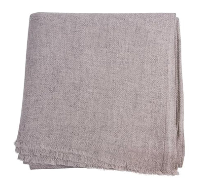 Cashmere Blanket – Hand Woven 100% Pure Wool Throw Blanket, 135 x 270 cm – Plain Cozy, and Soft Blanket for Bed, Sofa, or Couch - Made in Nepal - color: Light Grey
