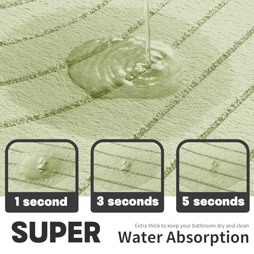 Green Bathroom Rug Set 3 Pieces, Soft Non Slip Memory Foam Bath Mats, Extra Thick, Machine Washable - color: Green-2, size: 3 pieces