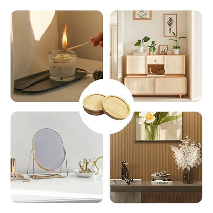 6Pcs 3” Bamboo Plant Saucer, Round Pot Tray for Indoor Planters, Succulent Holder Drainage Tray, Versatile Coaster Set for Home Office Decor - size: 3”