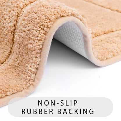 Bath Rug Mat Non Slip,Beige Indoor Doormat,20"x32" | Small Area Rug,Rubber Backed,Soft microfiber,Absorbent,Machine Washable,Bathroom,Entryway,Kitchen,Hallway - color: Beige1