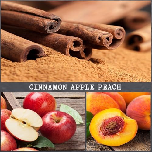 100% Soy, Highly Scented, Hand Poured Soy Candle (Cinnamon Apple Peach (Wooden Wick)) - style: Cinnamon Apple Peach (Wooden Wick)