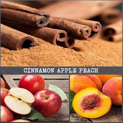 100% Soy, Highly Scented, Hand Poured Soy Candle (Cinnamon Apple Peach (Wooden Wick)) - style: Cinnamon Apple Peach (Wooden Wick)