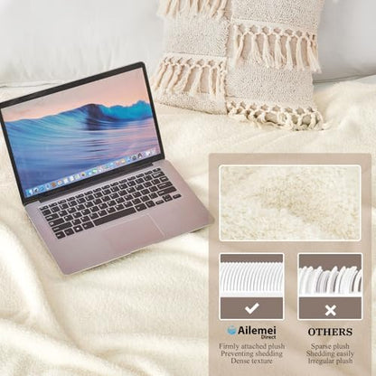 Ailemei Direct Knit Throw Blanket for Bed, Soft Thin Blankets for Sofa, Couch, Camping, Office Chair, Cozy Touch Lightweight Breathable Blanket All Season Use, Cream 50"x70" - color: Cream
