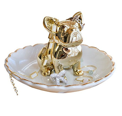 PUDDING CABIN Bulldog Ring Holder Dish, Gifts for Mom Valentines, Birthday Gift for Women Friend Girls Aunt Mothers Day Bridesmaid Wedding Engagement Xmas Gifts, Dog Mom Gifts for Women - style: Bulldog
