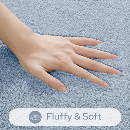 HOMEIDEAS Upgraded Bathroom Rugs Set 3 Piece, Ultra Soft Memory Foam Bath Mats, Super Absorbent Non Slip Washable U-Shaped Toilet Bath Rug (Blue, 17"x24"+20"x32"+U-Shaped 20"x24") - color: Blue