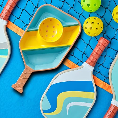 Pickleball Paddle Snack Tray - Cool Pickleballs Serving Tray for Snack - Paddle-Shaped Serving Tray with Compartments - Unique Divided Snack Trays for Pickleball Fans - color: Blue