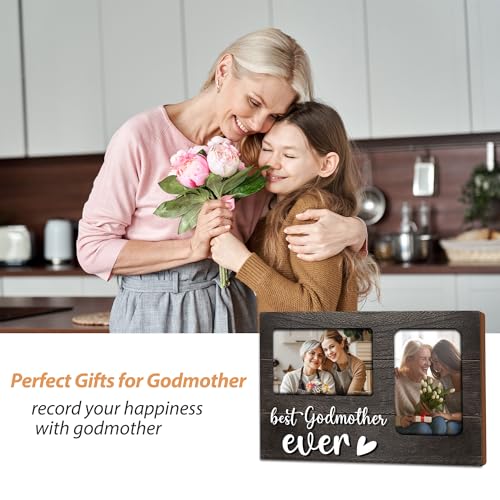 Godmother Gifts, Godmother Gift from Grandkids for Mothers Day, 3D Photo Frame Hold 4x6 Inches Two Photos - Picture Frame Present Grandparents Day, Birthday - color: godmother