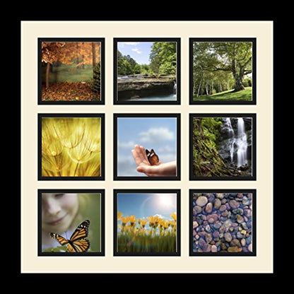 ArtToFrames Collage Photo Frame Single Mat with 9-4x4 Openings with Satin Black Frame and Blue Jay mat. - color: 9 - 4x4 - (2147), size: Blue Jay
