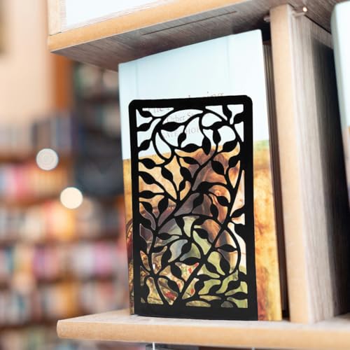 Tree Design Modern Bookends for Shelves, Metal Bookend Decorative Bookends Tree Bookends Supports, Unique Black Book Stoppers Black Non-Skid Book Stopper for Home Office School