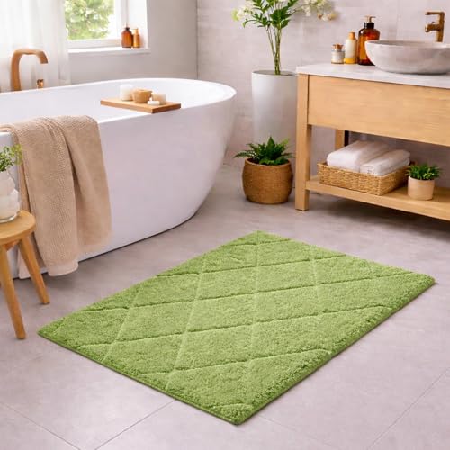 C23 20"x32" 100% Cotton Washable Bath Mat - 210 GSF Non-Slip Rug, Sage - color: Sage