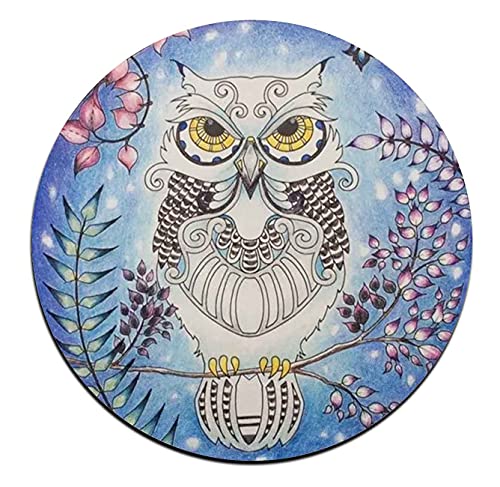 Watercolor Owl Round Coaster Set - Made of Recycled Rubber - Set of 4 - color: Watercolor Owl