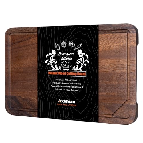 Walnut Wood Cutting Board with Juice Groove for Kitchen Countertop, Tick American Black-Walnut Wooden Chopping Board Charcuterie Board Butcher Block for Meat Vegetables, 16x10 inch - size: 16x10
