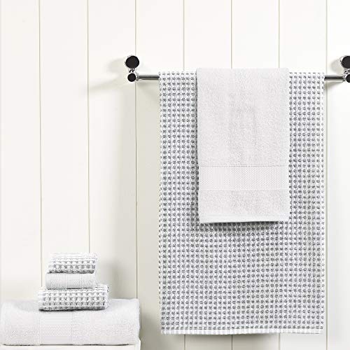 Modern Threads 6 Piece Cotton Bath Towel Set – Ultra Soft 600 GSM Towels – Bathroom Set with Hand Towels and Washcloths – Waffle (White) - color: White, size: Standard, style: Waffle