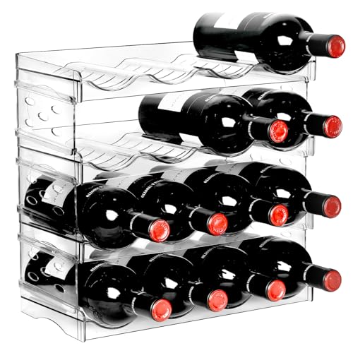 BoxedHome Plastic Water Bottle Organizer and Wine Rack Storage Holder for Inside Cabinet, Kitchen Countertop, Table Top, Pantry, Bars, Cabinets, Fridge - Clear (4 Tier 16 Containers) - size: 4Tier 16Bottles