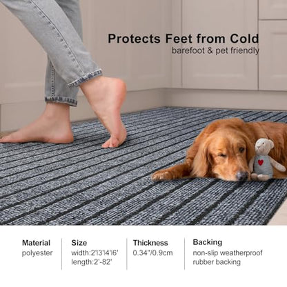 2' x 6' Runner Rugs with Rubber Backing, Outdoor Indoor Utility Non Slip Carpet Rug Runner for Hallway, Custom Size Area Rugs Mat for Entryway Balcony Patio Kitchen Garage Stair Laundry