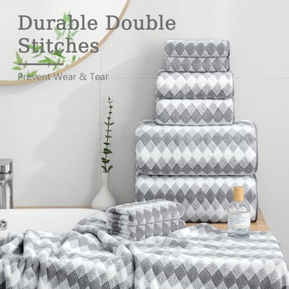 8 Piece Bathroom Towel Set Gray |2 Oversized Large Bath Towels Sheet,2 Hand Towels and 4 Washcloths| 600GSM Ultra Soft Luxury Premium Towel Set Highly Absorbent Quick Dry Hotel Towel Collection - color: Diamond Gray, size: 8 Piece Towel Set