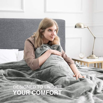 MOONLIGHT20015 Fleece Blanket 2 Pack - Super Soft Fluffy Light Grey Throw Blanket for Sofa and Bed - Warm and Cozy Lightweight 400 GSM Microfiber Bed Throws Blankets, 50x60 Inches (Throw/Travel) - color: Light Grey, size: Throw (Pack of 2)
