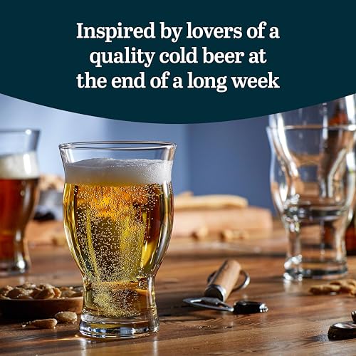Libbey Craft Brews Nucleated Pint Beer Glasses, Dishwasher Safe Pint Glasses Set of 4 for Light Beers, Stouts, Laser Etching Nucleated Beer Glasses - color: Nucleated Pint 4