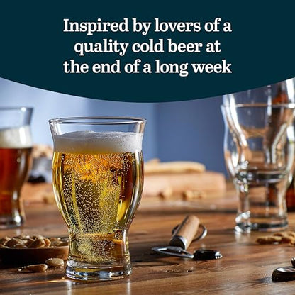 Libbey Craft Brews Nucleated Pint Beer Glasses, Dishwasher Safe Pint Glasses Set of 4 for Light Beers, Stouts, Laser Etching Nucleated Beer Glasses - color: Nucleated Pint 4