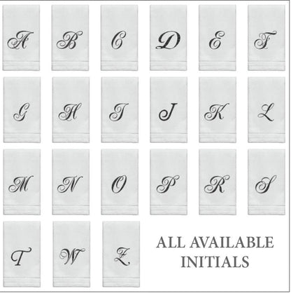 Personalized Initial Fingertip Towels - 2 Pack 11x18 - Black Embroidery On White Towel, Modern Monogrammed Towels, Great Personalized Initial Gift for Women, Teachers, Friends, Bridesmaids Initial A - color: A