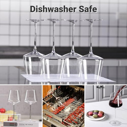 Physkoa Wine Glasses Set 6-18oz-LeadFree Wine Glass with Long Stem,Clear Stemmed Wine Glasses【HandBlown Glassware】 Crystal Wine Gifts for Women Birthday Wedding - style: 6 Count