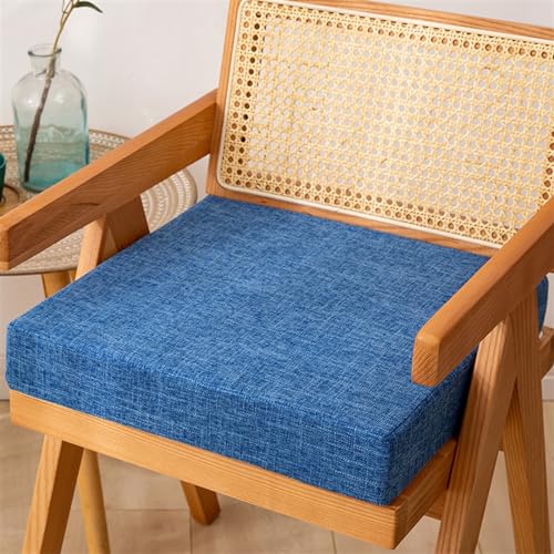 Reyox Recliner Cushion for Armchair 3" Thick Blue 16" x 16" | Removable Cotton Linen Cover, Non Slip Square Chair Cushion, Thicken Foam Chair Pads for Long Sitting - color: 3" Thick Blue, size: 16" x 16"