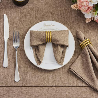 Mocha 17x17 Polyester Linen Farmhouse Cloth Napkins Set of 8 | Waterproof, Stain Resistant, Shrink Proof, Washable, fabric, Outdoor, Reusable, Dining, Wedding, Kitchen, Party, Birthday - color: Mocha