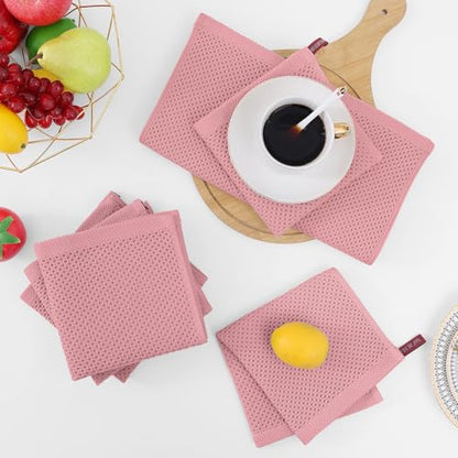 Homaxy 100% Cotton Waffle Weave Kitchen Dish Cloths 12-Pack, Dried Rose | 12 x 12 Inches, Ultra Soft Absorbent Dish Towels, Quick Drying Dish Rags with Hanging Loop - color: Dried Rose, size: 12 X 12 - 12 Pack