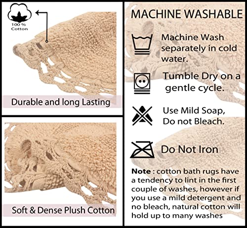 Home Weavers Hampton Crochet Reversible Bathmat 100% Cotton Bathroom Rugs Set, Washable Rug, Extra Soft and Absorbent Bath Rug, Kitchen Mat, Bath Mat Set, Mat Non Slip, 24"x40" Rectangle, Linen - color: Linen, size: 2' x 3'4" (Oval)