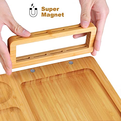 Bamboo Charcuterie Board Set with 4 Cheese Knives, Serving Platter | 4 stainless steel knives, cutting board. Ideal for parties, weddings, wine night, housewarming. - size: 14" x 11" x 0.6"