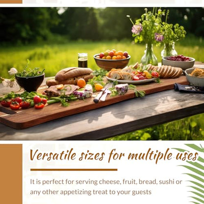 FoldTier Large Acacia Charcuterie Board with Handles 33 x 12 Inch Extra Large Christmas Wood Foldable Serving Tray Rectangular Appetizers Cheese Food Meat Board for New Home Party Housewarming Gifts - size: 33" x 12" x 12"