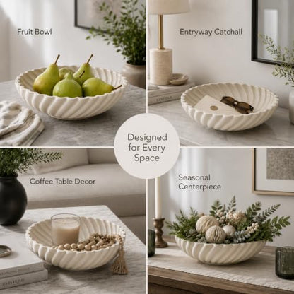 Ceramic Decorative Bowl, 10''×3'', Stylish Fruit Bowl for Kitchen Counter