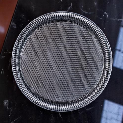Alisveristime Round Hammered Metal Serving Tray – Ottoman Style, (11.8" Diameter, 12.6 oz) 5 Color Options (Black) - color: Black