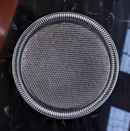 Alisveristime Round Hammered Metal Serving Tray – Ottoman Style, (11.8" Diameter, 12.6 oz) 5 Color Options (Black) - color: Black