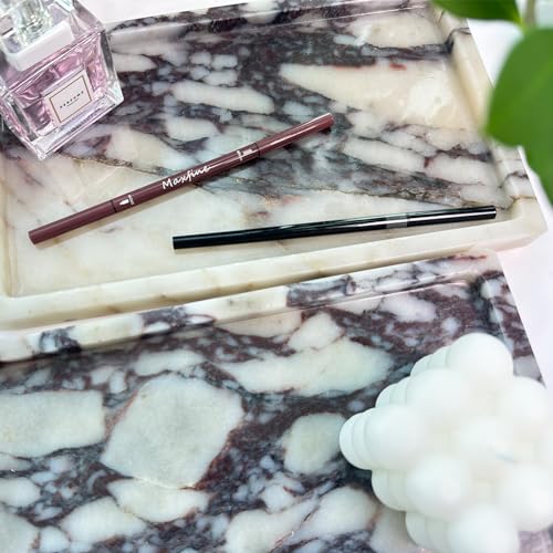 Natural Calacatta Viola Marble Vanity Tray, 9.8"x5.9" | Genuine Marble Tray for Bathroom/Kitchen/Dresser - color: Marble Tray-calacatta Viola