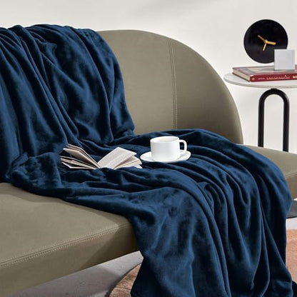 SLEEP ZONE Navy Fleece Blanket Super Soft Cozy Throw Flannel Blanket, Lightweight Comfy Fuzzy Blanket Plush Throw Blankets for Couch, Sofa, Bed, Camping, Travel, 90x90Inches - color: Navy, size: Full/Queen (90x90 inches)
