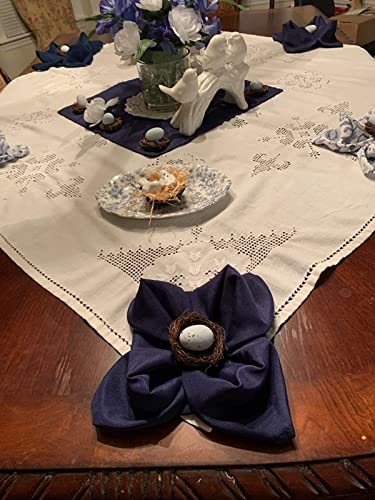 PLOYMONO Navy Blue Cloth Napkins - 8 Pack 17"x17" Polyester Dinner Napkins | Heavy Duty 180 GSM Cloth Napkins with Hemmed Edges - Great for Restaurants, Weddings, Parties, Banquets Dinner - color: Navy Blue